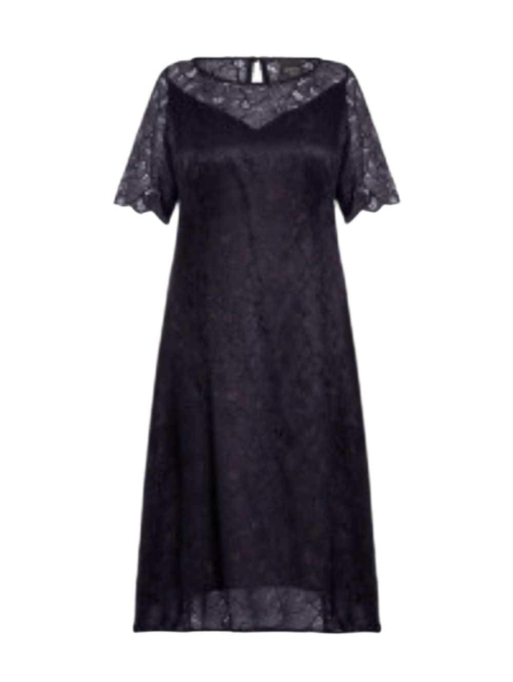 Marina Rinaldi Dorothy Black Lace Midi Dress Short Sleeve Size 22W (31) $435